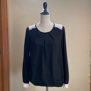 Black and lace classic blouse